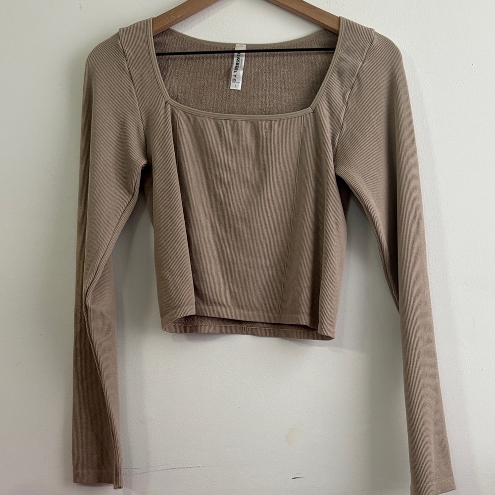 Tan Long Sleeve Crop Top